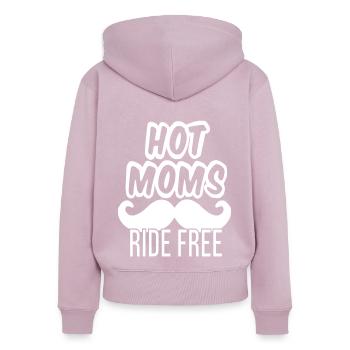 Hot Moms Ride Free Cougar Bait Moustache Drôle - Sweat à capuche zippé Premium bio Femme - rose poudré - Dos - Julia (174cm)