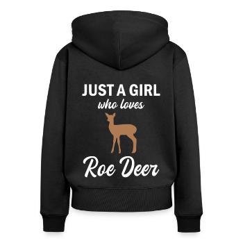 Reh Rehkitz Waldtiere Mädchen Geschenk - Frauen Premium Bio Zip Hoodie - Schwarz - Hinten - Julia (174cm)