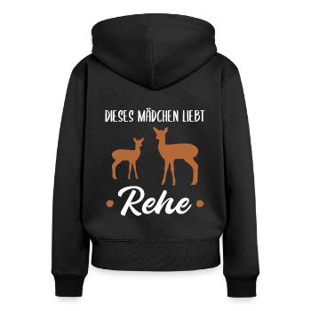 Reh Rehkitz Waldtiere Mädchen Geschenk - Frauen Premium Bio Zip Hoodie - Schwarz - Hinten - Julia (174cm)
