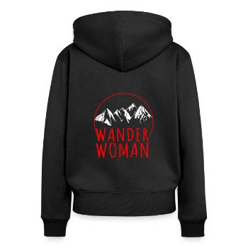 RANDONNÉE FEMME Montagnes Randonnée Dire Femmes Cadeau - Sweat à capuche zippé Premium bio Femme - noir - Dos - Julia (174cm)