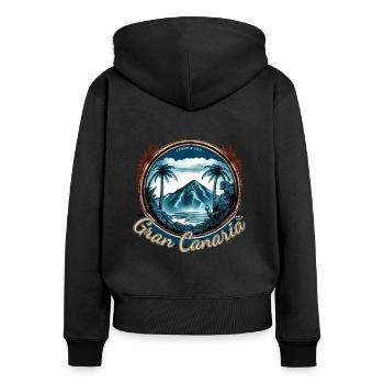 GRAN CANARIA - Sweat à capuche zippé Premium bio Femme - noir - Dos - Julia (174cm)