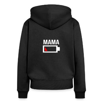 Mama ist müde & der Akku ist leer - Frauen Premium Bio Zip Hoodie - Schwarz - Hinten - Julia (174cm)