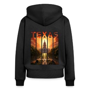 Texas Motif Horse Rides Into The Sunset - Women's Premium Organic Zip Hoodie - black - Back - Julia (174cm)