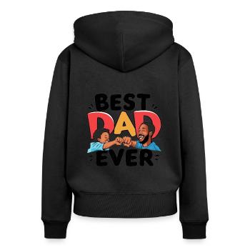 Bester Papa der Welt zum Vatertag oder Geburtstag - Frauen Premium Bio Zip Hoodie - Schwarz - Hinten - Julia (174cm)