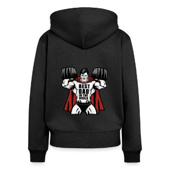 Bester Papa der Welt zum Vatertag Geburtstag - Frauen Premium Bio Zip Hoodie - Schwarz - Hinten - Julia (174cm)
