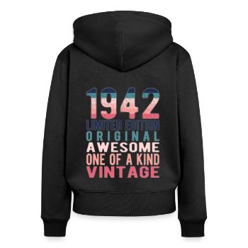 Limited Edition seit 1942 Geburtstag Vintage 1942 - Frauen Premium Bio Zip Hoodie - Schwarz - Hinten - Julia (174cm)