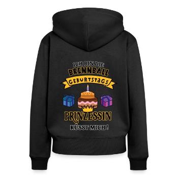 Brennballerin Geburtstag Brennballspielerin Geb - Frauen Premium Bio Zip Hoodie - Schwarz - Hinten - Julia (174cm)