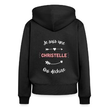 Je suis une Christelle qui déchire - Sweat à capuche zippé Premium bio Femme - noir - Dos - Julia (174cm)