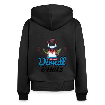 Dirndl Ersatz - Frauen Premium Bio Zip Hoodie - Schwarz - Hinten - Julia (174cm)