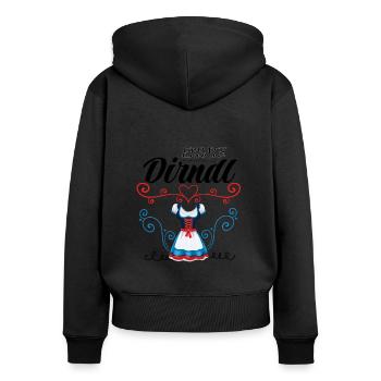 Dirndl Ersatz - Frauen Premium Bio Zip Hoodie - Schwarz - Hinten - Julia (174cm)