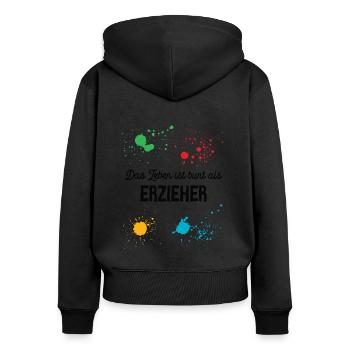 Erzieher Pädagoge Kindergarten Kindergärtner - Frauen Premium Bio Zip Hoodie - Schwarz - Hinten - Julia (174cm)