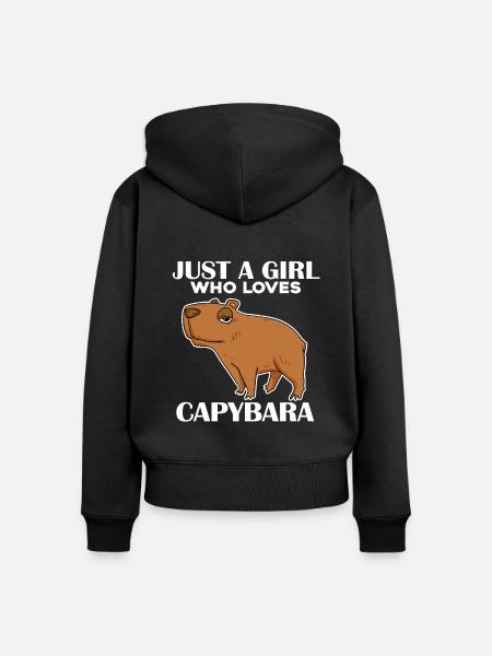 Capybara Mädchen Spruch - Frauen Premium Bio Zip Hoodie - Schwarz