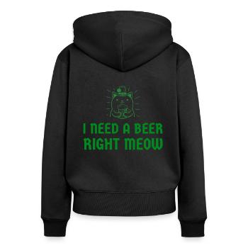 I need a beer right meow - Frauen Premium Bio Zip Hoodie - Schwarz - Hinten - Julia (174cm)