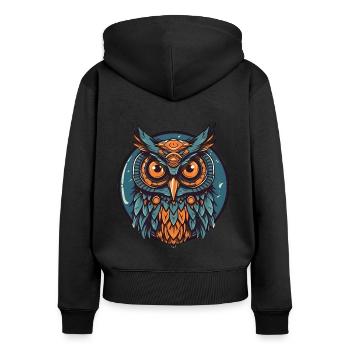 Cool owl boho indie - Women's Premium Organic Zip Hoodie - black - Back - Julia (174cm)