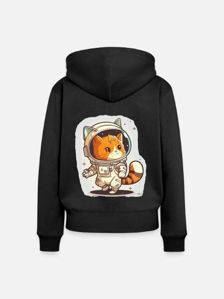Kosmische Katze - Frauen Premium Bio Zip Hoodie - Schwarz