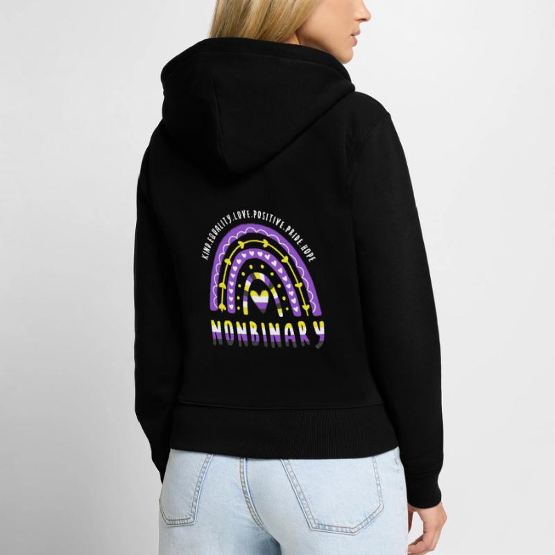 Nonbinary Pride Nonbinary Regenbogen Frauen Premium Bio Zip Hoodie