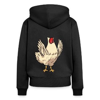 Costume de poulet sans tête Halloween - Sweat à capuche zippé Premium bio Femme - noir - Dos - Julia (174cm)