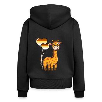 Giraffe Herzballon Gay Bear Pride - Frauen Premium Bio Zip Hoodie - Schwarz - Hinten - Julia (174cm)