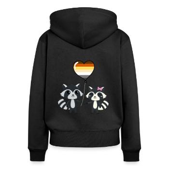 Waschbär-Paar Gay Bear Pride - Frauen Premium Bio Zip Hoodie - Schwarz - Hinten - Julia (174cm)