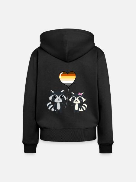Waschbär-Paar Gay Bear Pride - Frauen Premium Bio Zip Hoodie - Schwarz