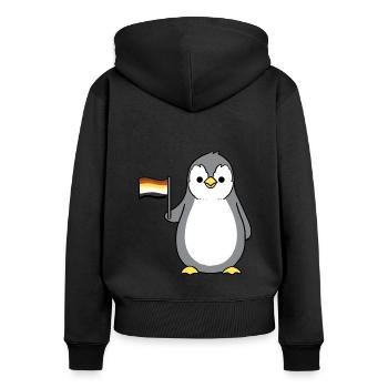 Pinguin Gay Bear Pride - Frauen Premium Bio Zip Hoodie - Schwarz - Hinten - Julia (174cm)