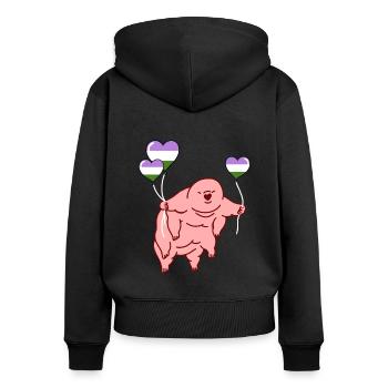Tardigrade Balloon Genderqueer Pride - Women's Premium Organic Zip Hoodie - black - Back - Julia (174cm)