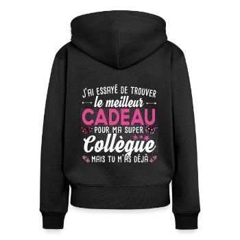 Collègue Collègues Femme T-shirt Mug Cadeau - Sweat à capuche zippé Premium bio Femme - noir - Dos - Julia (174cm)