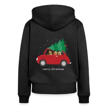 Joyeux Noël - Sweat à capuche zippé Premium bio Femme - noir - Dos - Julia (174cm)