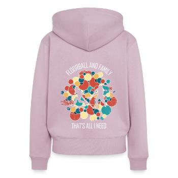 Floorball, Floorball, Hockey sur gazon, Hockey en salle - Sweat à capuche zippé Premium bio Femme - rose poudré - Dos - Julia (174cm)