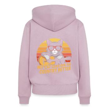 Mon Chat Gouvernerait Mieux Le Pays - Sweat à capuche zippé Premium bio Femme - rose poudré - Dos - Julia (174cm)