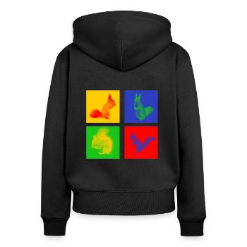 Eichhörnchen - Frauen Premium Bio Zip Hoodie - Schwarz - Hinten - Julia (174cm)