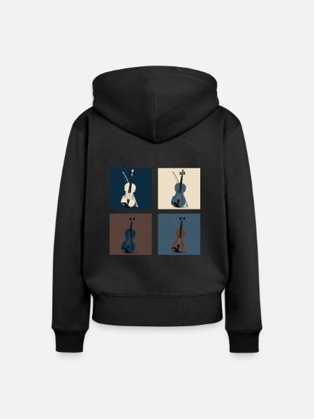 Cello - Frauen Premium Bio Zip Hoodie - Schwarz