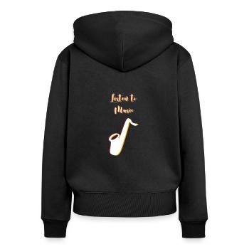la musique - Sweat à capuche zippé Premium bio Femme - noir - Dos - Julia (174cm)