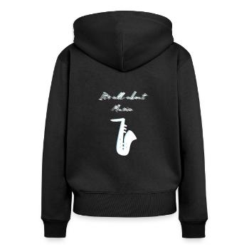 music - Women's Premium Organic Zip Hoodie - black - Back - Julia (174cm)