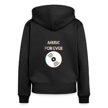 la musique - Sweat à capuche zippé Premium bio Femme - noir - Dos - Julia (174cm)