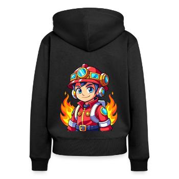 Hero in red the firefighter - Women's Premium Organic Zip Hoodie - black - Back - Julia (174cm)