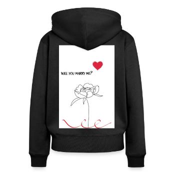 Marry me - Frauen Premium Bio Zip Hoodie - Schwarz - Hinten - Julia (174cm)