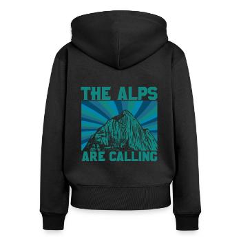 Alpen Berge - Frauen Premium Bio Zip Hoodie - Schwarz - Hinten - Julia (174cm)