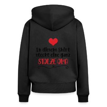 Stolze Oma von Enkel Enkelin Stolz Omi Großmutter - Frauen Premium Bio Zip Hoodie - Schwarz - Hinten - Julia (174cm)