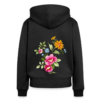 Schöne bunte Blumen schön bunt Blume Sommer - Frauen Premium Bio Zip Hoodie - Schwarz - Hinten - Julia (174cm)