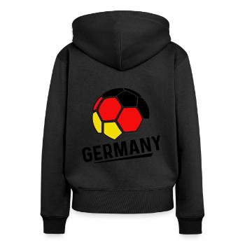 Deutschland Fußball Nationalmannschaft Flagge - Frauen Premium Bio Zip Hoodie - Schwarz - Hinten - Julia (174cm)