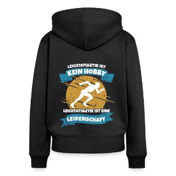 Leichtathletik - Frauen Premium Bio Zip Hoodie - Schwarz - Hinten - Julia (174cm)