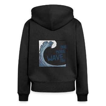Eine Big Wave noch! Japanische Welle Surfer Vibe - Frauen Premium Bio Zip Hoodie - Schwarz - Hinten - Julia (174cm)