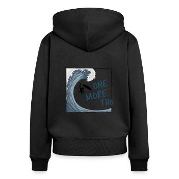 One More Big Wave Tho! Japanische Welle Surfer - Frauen Premium Bio Zip Hoodie - Schwarz - Hinten - Julia (174cm)
