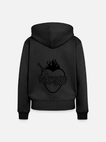 Cœur Immaculé de Marie - noir - Sweat à capuche zippé Premium bio Femme - noir
