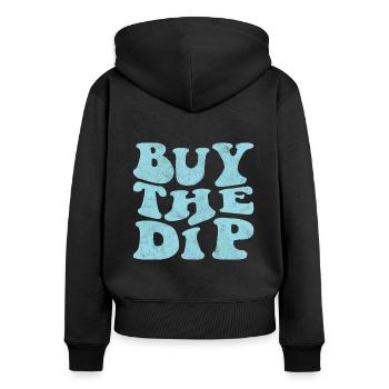Achetez la trempette! Rétro bleu clair - Sweat à capuche zippé Premium bio Femme - noir - Dos - Julia (174cm)
