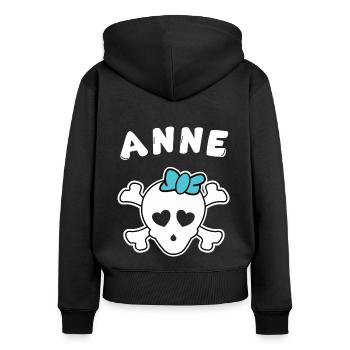 Pirate Anne Design pour les filles et les femmes - Sweat à capuche zippé Premium bio Femme - noir - Dos - Julia (174cm)