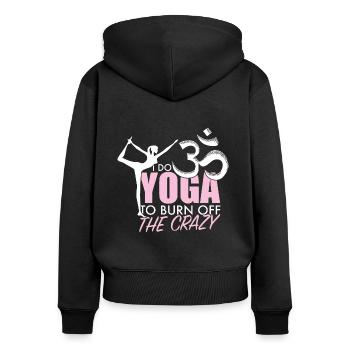 Yoga für Verrückte - Frauen Premium Bio Zip Hoodie - Schwarz - Hinten - Julia (174cm)