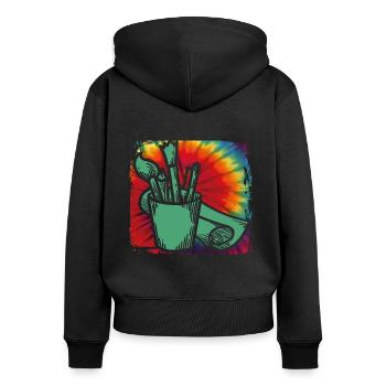 Artistes - Sweat à capuche zippé Premium bio Femme - noir - Dos - Julia (174cm)