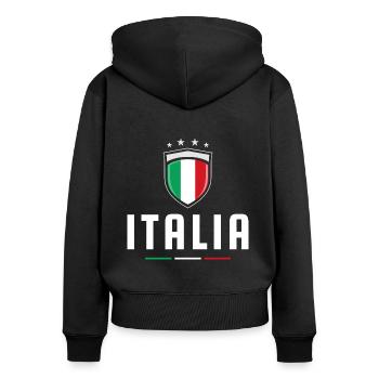 ITALIA ITALIE DRAPEAU ARMOIRIES EMBLÈME FAN CADEAU - Sweat à capuche zippé Premium bio Femme - noir - Dos - Julia (174cm)